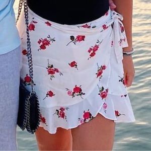 Forever 21 Floral wrap mini skirt